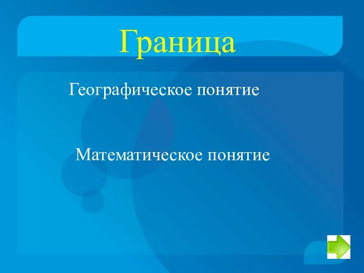 Граница Географическое понятие Математическое понятие