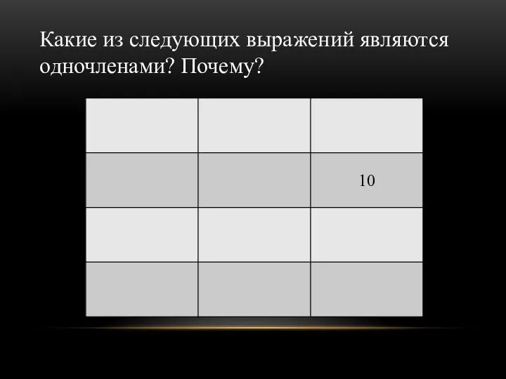 Какие из следующих выражений являются одночленами? Почему?