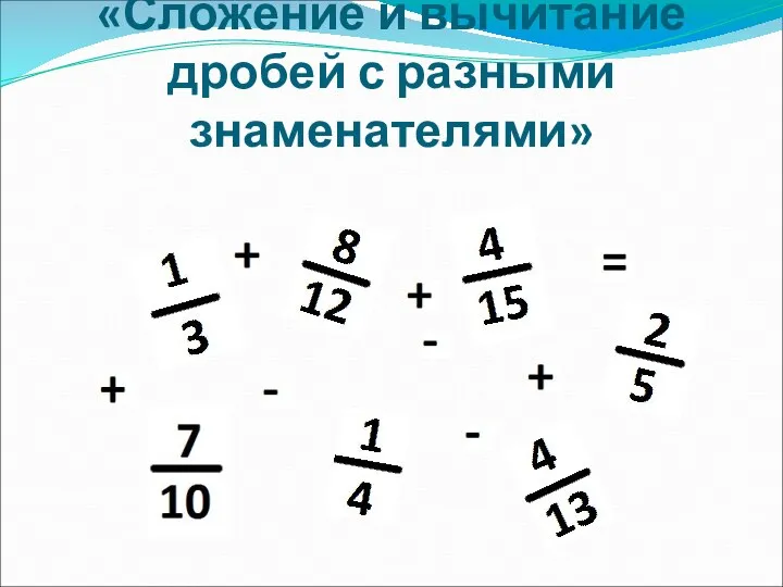 «Сложение и вычитание дробей с разными знаменателями»