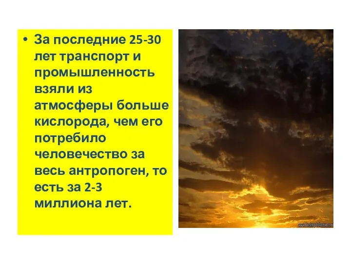 За последние 25-30 лет транспорт и промышленность взяли из атмосферы больше