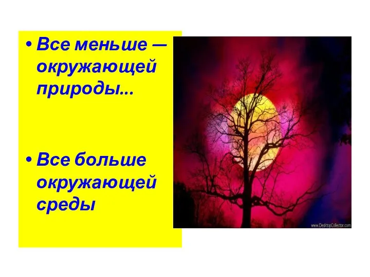 Все меньше — окружающей природы... Все больше окружающей среды