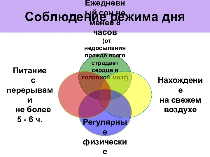 Соблюдение режима дня