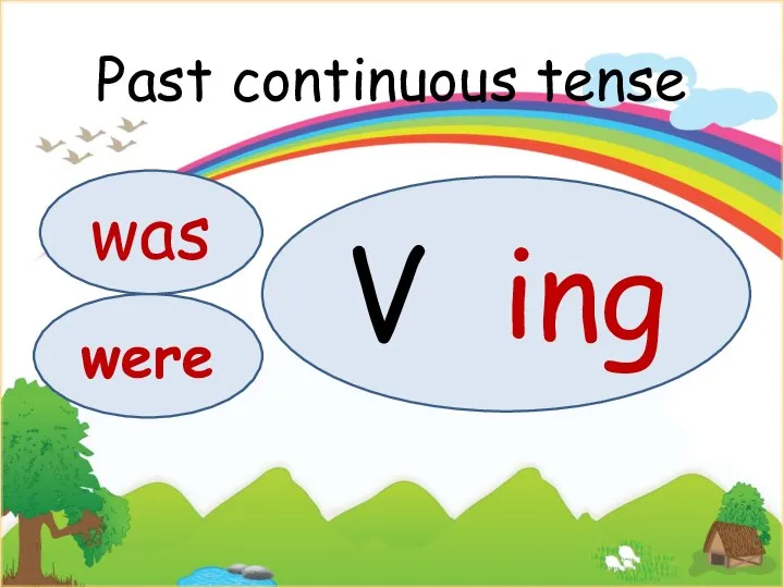 Past continuous tense was were V ing