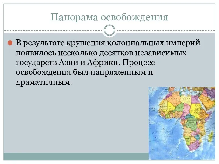 Панорама освобождения В результате крушения колониальных империй появилось несколько десятков независимых