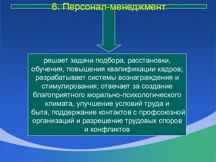 решает задачи подбора, расстановки, обучения, повышения квалификации кадров; разрабатывает системы вознаграждения