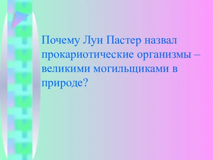 Почему Луи Пастер назвал прокариотические организмы – великими могильщиками в природе?