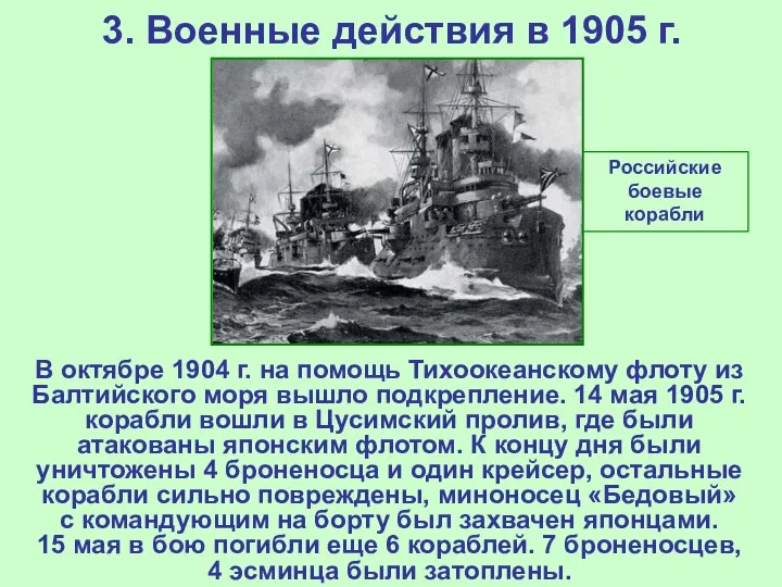 3. Военные действия в 1905 г. В октябре 1904 г. на