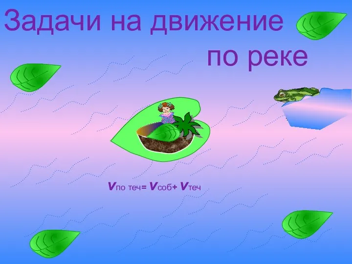 Задачи на движение по реке vпо теч= vсоб+ vтеч