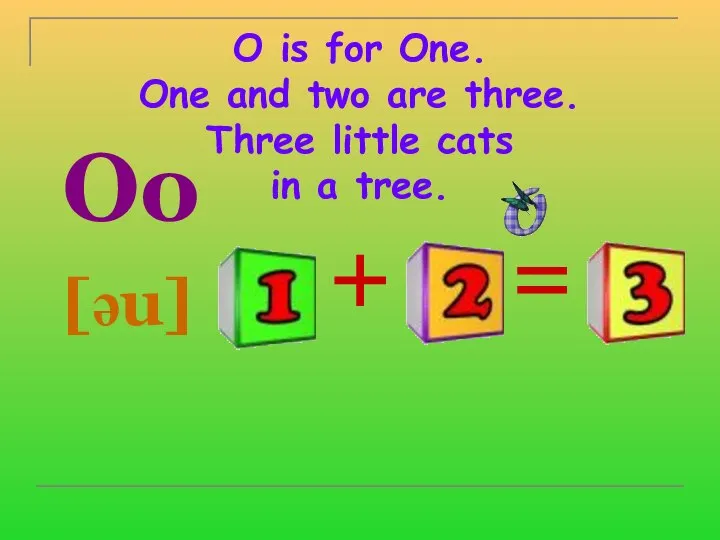 O is for One. One and two are three. Three little