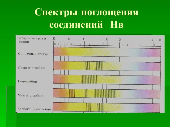 Спектры поглощения соединений Нв