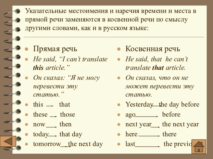 Прямая речь He said, “I can’t translate this article.” Он сказал: