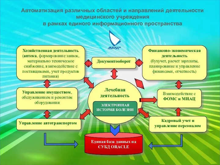 Автоматизация различных областей и направлений деятельности медицинского учреждения в рамках единого информационного пространства