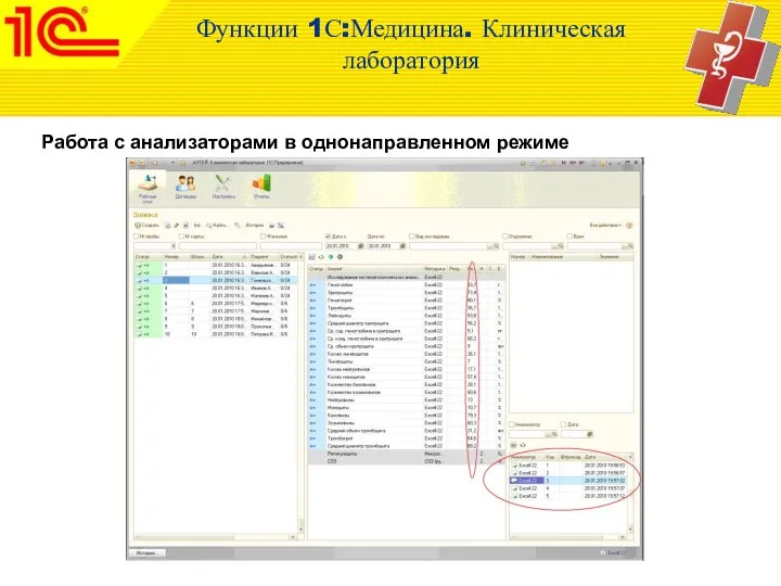 Работа с анализаторами в однонаправленном режиме Функции 1С:Медицина. Клиническая лаборатория