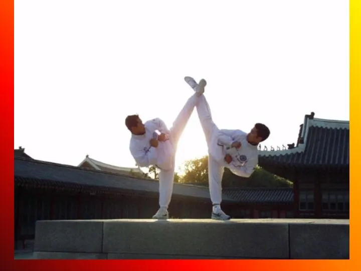 A taekwondo student typically wears a uniform (dobok), often white but