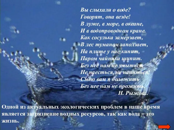 Вы слыхали о воде? Говорят, она везде! В луже, в море,