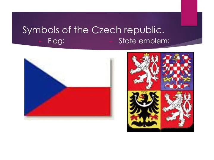 Symbols of the Czech republic. Flag: State emblem: