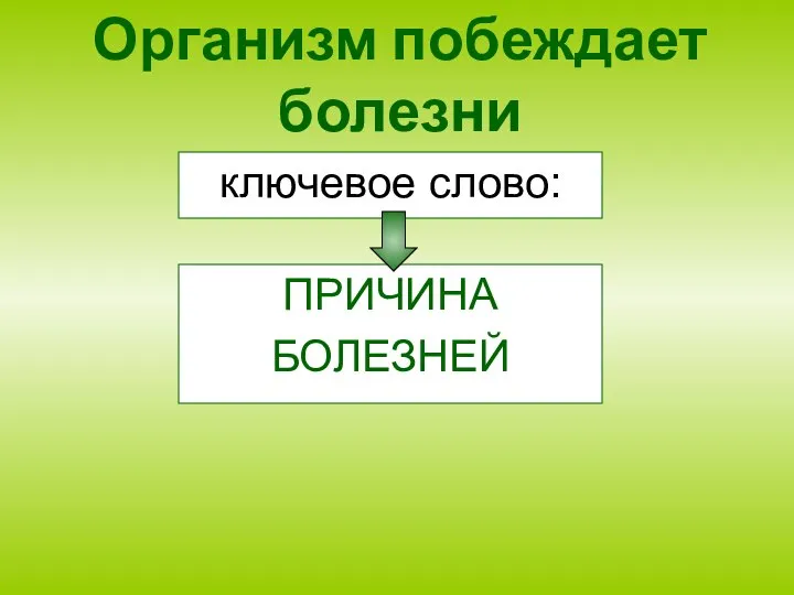 Организм побеждает болезни ключевое слово: ПРИЧИНА БОЛЕЗНЕЙ