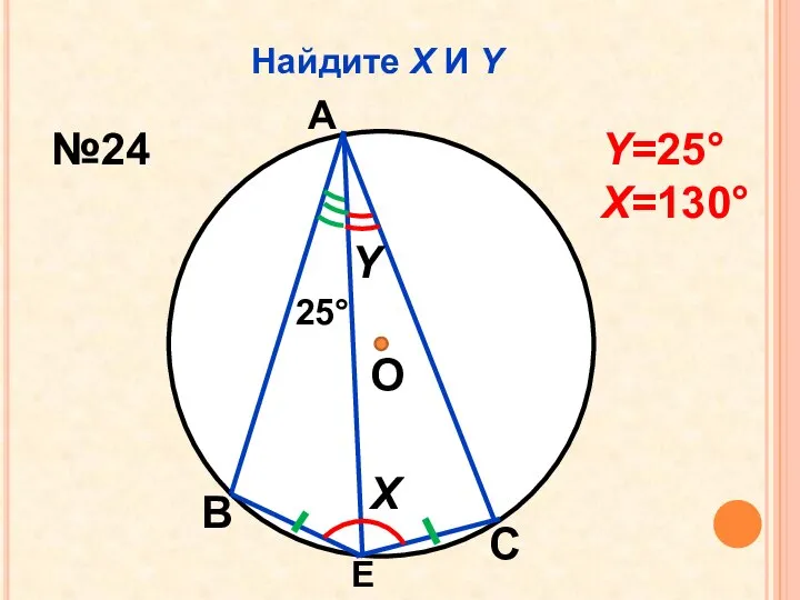 Найдите Х И Y О Х Y 25 А В С Е №24 Y=25 Х=130