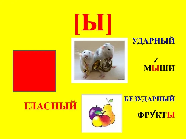 [Ы] ГЛАСНЫЙ УДАРНЫЙ МЫШИ БЕЗУДАРНЫЙ ФРУКТЫ