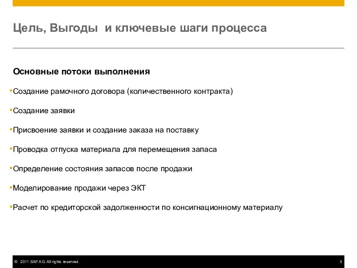 Цель, Выгоды и ключевые шаги процесса Основные потоки выполнения Создание рамочного