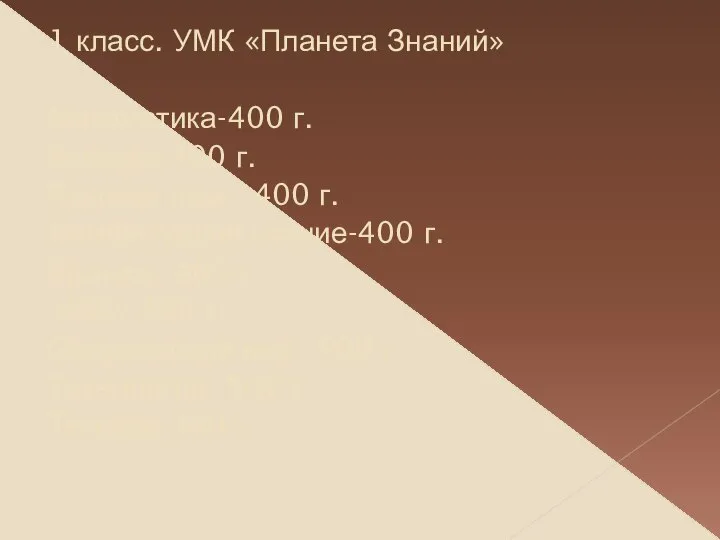 1 класс. УМК «Планета Знаний» Математика-400 г. Букварь-400 г. Русский язык-