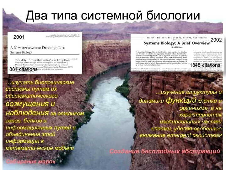 Два типа системной биологии …изучать биологические системы путем их систематического возмущения