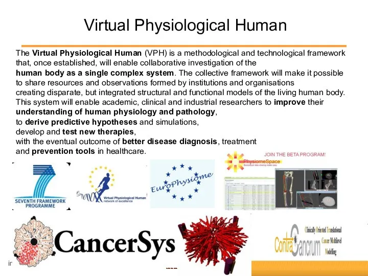 Virtual Physiological Human The Virtual Physiological Human (VPH) is a methodological