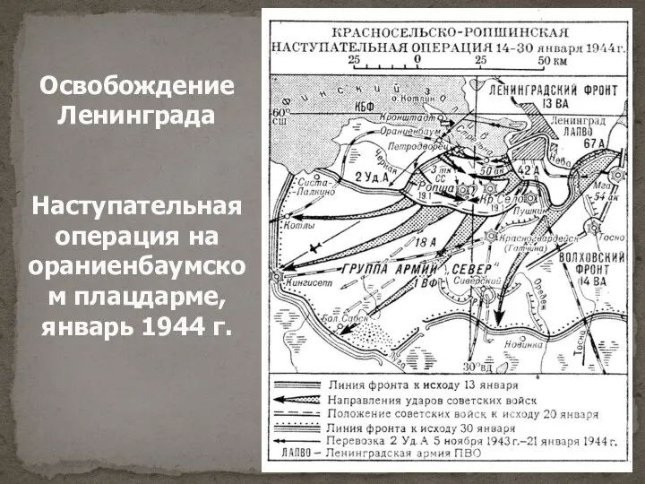 Освобождение Ленинграда Наступательная операция на ораниенбаумском плацдарме, январь 1944 г.