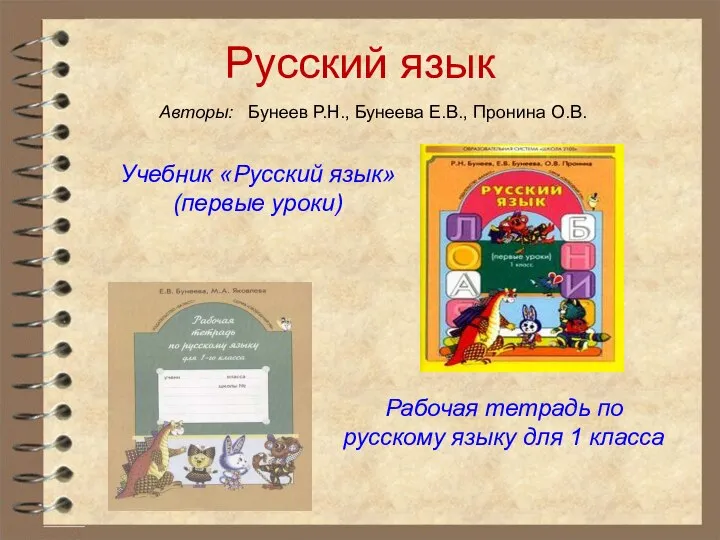 Русский язык Авторы: Бунеев Р.Н., Бунеева Е.В., Пронина О.В. Учебник «Русский