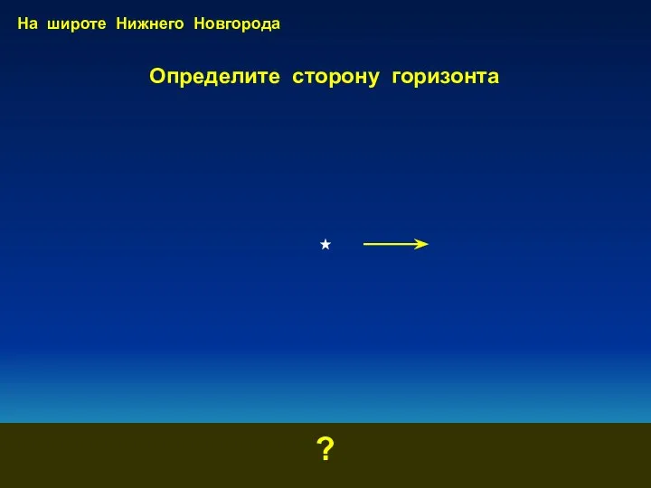 Определите сторону горизонта ? На широте Нижнего Новгорода