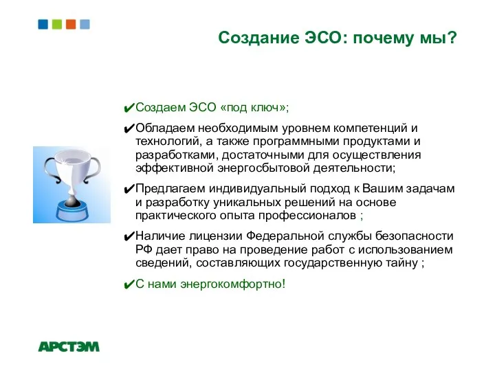 Создание ЭСО: почему мы? Создаем ЭСО «под ключ»; Обладаем необходимым уровнем