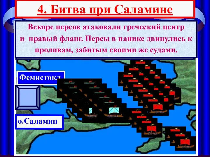 4. Битва при Саламине АТТИКА о.Саламин Фемистокл Ксеркс Битва при Саламине