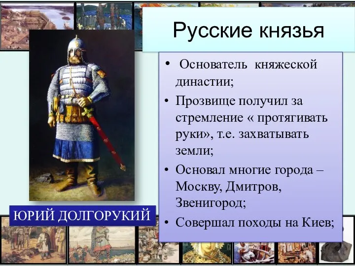 Русские князья Основатель княжеской династии; Прозвище получил за стремление « протягивать