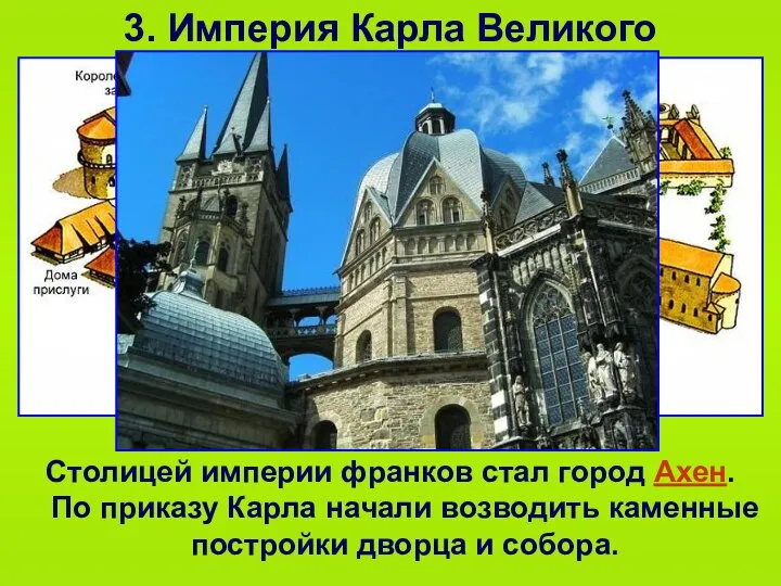 3. Империя Карла Великого Столицей империи франков стал город Ахен. По