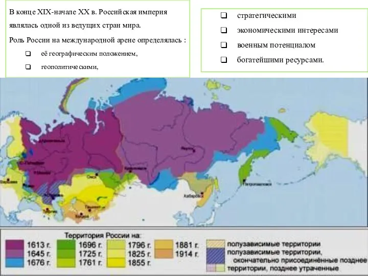 В конце XIX-начале XX в. Российская империя являлась одной из ведущих