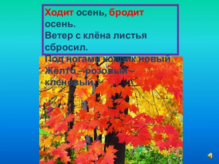 Ходит осень, бродит осень. Ветер с клёна листья сбросил. Под ногами