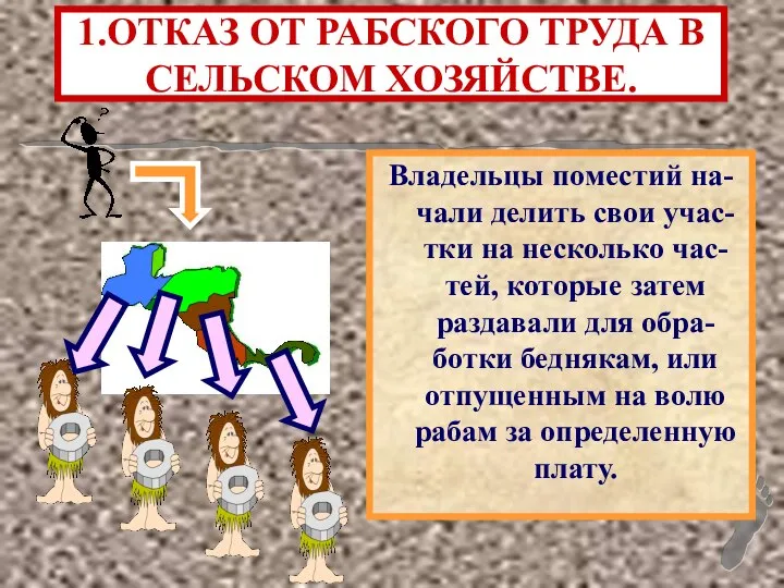 Владельцы поместий на-чали делить свои учас-тки на несколько час-тей, которые затем