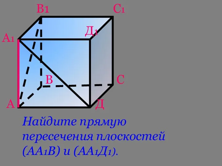 А В С Д А1 В1 С1 Д1 Найдите прямую пересечения плоскостей (АА1В) и (АА1Д1).
