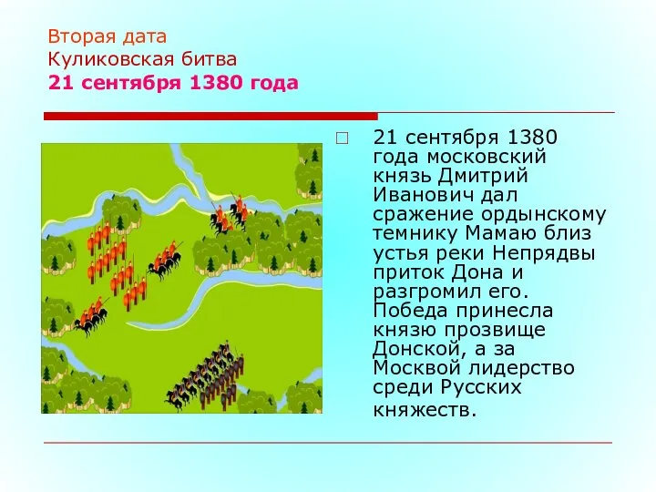 Вторая дата Куликовская битва 21 сентября 1380 года 21 сентября 1380