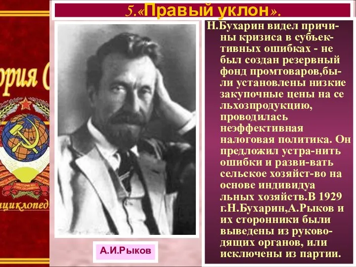 Н.Бухарин видел причи- ны кризиса в субъек-тивных ошибках - не был