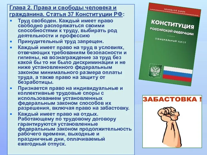 Глава 2. Права и свободы человека и гражданина. Статья 37 Конституции