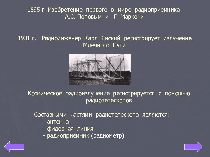 1895 г. Изобретение первого в мире радиоприемника А.С. Поповым и Г.