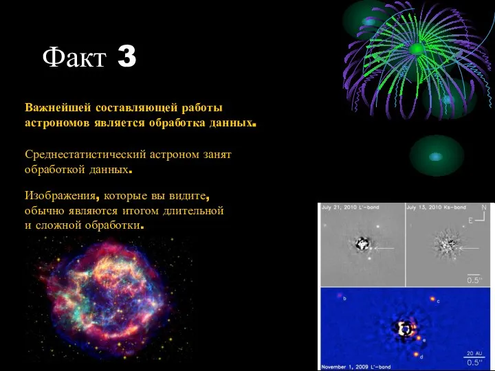 Факт 3 Важнейшей составляющей работы астрономов является обработка данных. Среднестатистический астроном