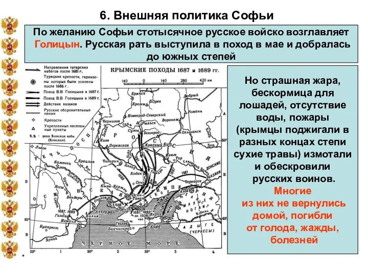 * 6. Внешняя политика Софьи По желанию Софьи стотысячное русское войско