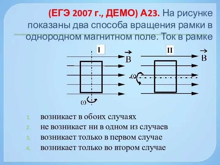 (ЕГЭ 2007 г., ДЕМО) А23. На рисунке показаны два способа вращения