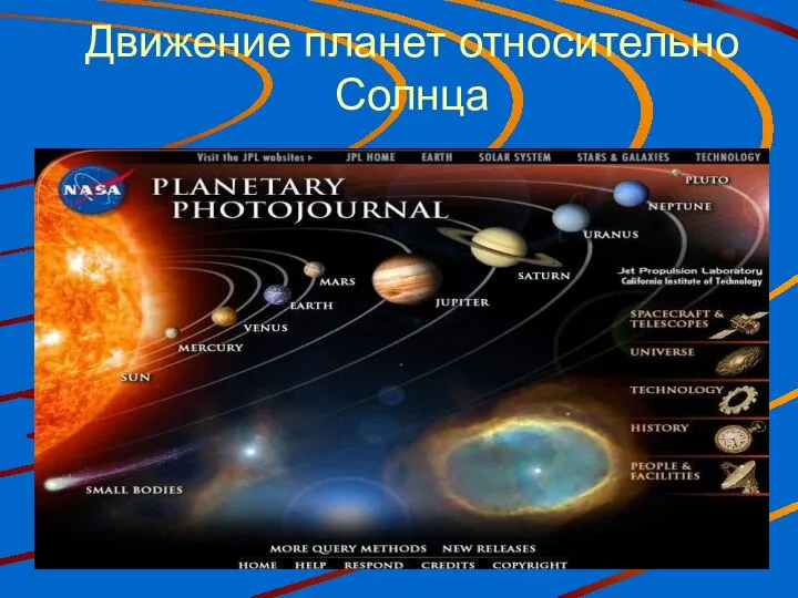 Движение планет относительно Солнца