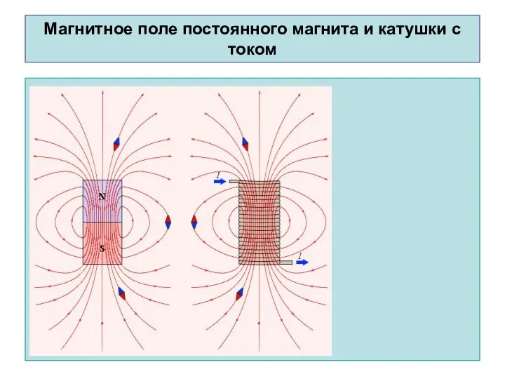 Магнитное поле постоянного магнита и катушки с током
