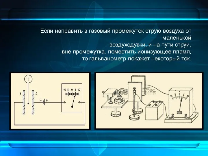 Если направить в газовый промежуток струю воздуха от маленькой воздуходувки, и