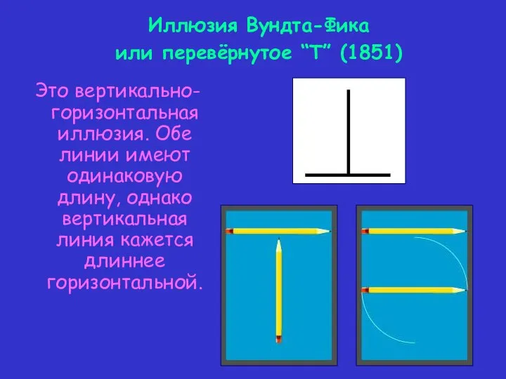 Это вертикально-горизонтальная иллюзия. Обе линии имеют одинаковую длину, однако вертикальная линия