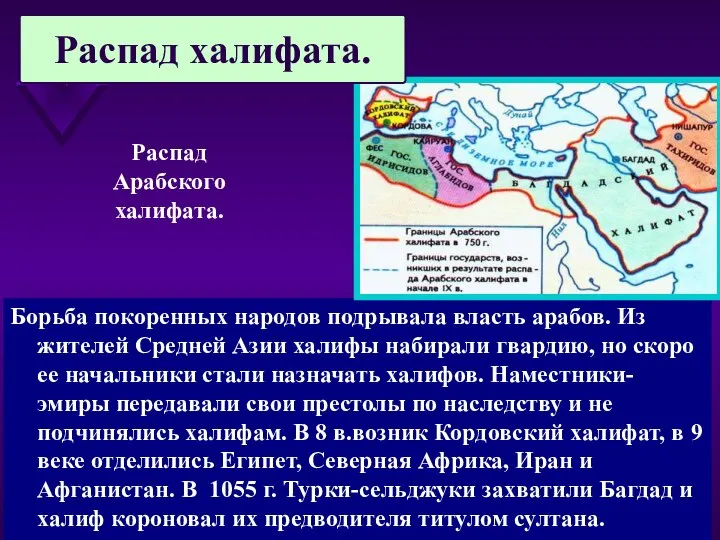 Борьба покоренных народов подрывала власть арабов. Из жителей Средней Азии халифы